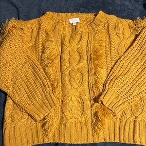 Pink Lily Mustard Cable Knit Sweater